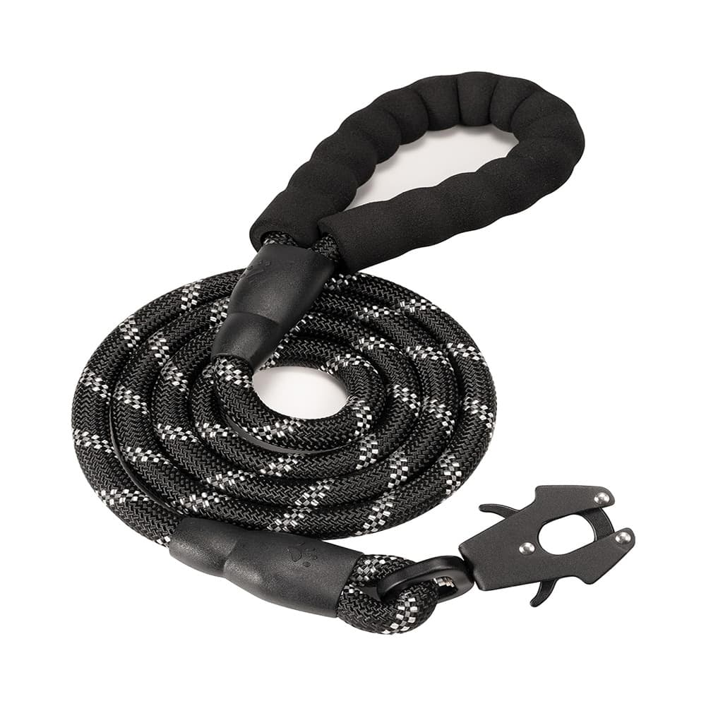 High Strength Nylon Rope Dog Leash | 1.5M Heavy Duty Lead with Anodized Frog Clip | Padded Comfort Handle for Training