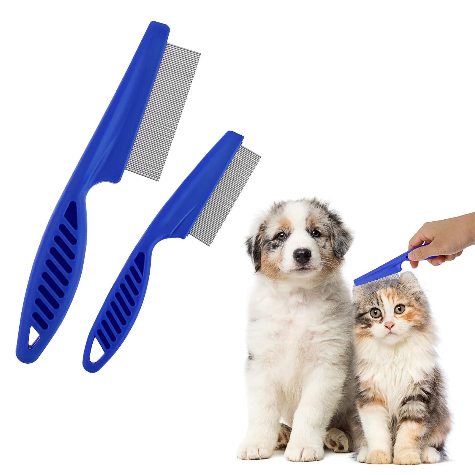 Pet Hair Comb Tear Stain Removal,2 Pack Multifunctional Pets Grooming Comb Kit 2 in 1 Dog Combs Stainless Grooming Massage, photo 1 of 5