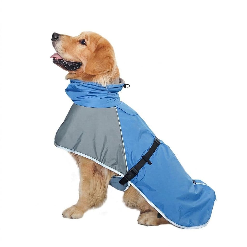 Waterproof Windproof Fleece-Lined Dog Raincoat with Reflective Trim and Leash Opening for Large Breeds, Ideal for Rainy and Snowy Walks, photo 1 of 10