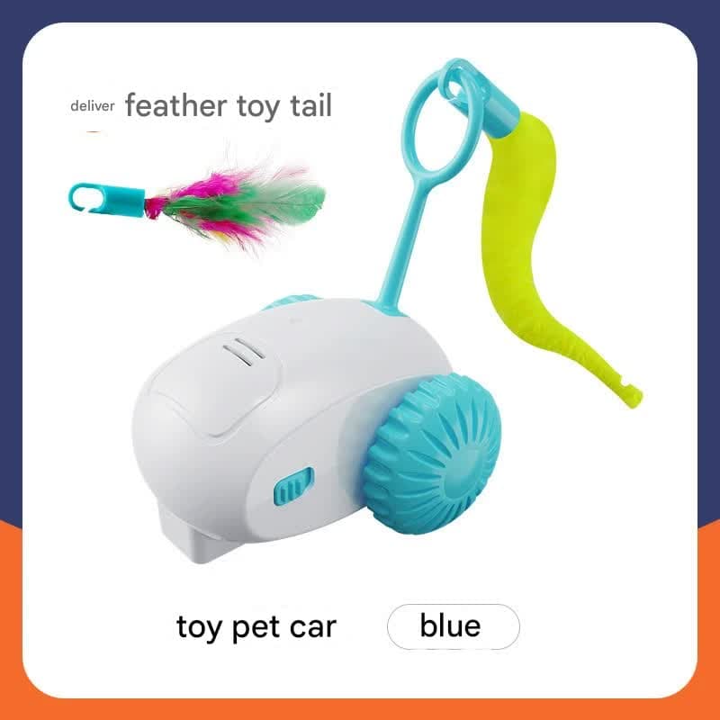 Interactive Smart Cat Toy Car - Automatic Obstacle Avoidance, Feather Tail, USB Rechargeable