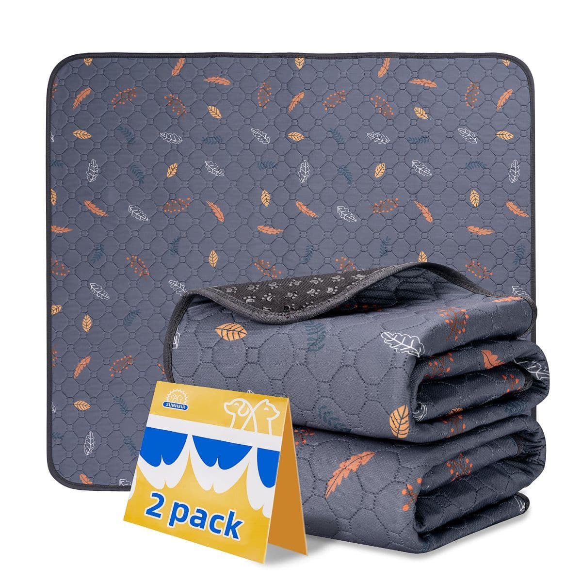 2-Pack Reusable Dog Urine Pads Dog Pee Pads Absorbent Dog Pads Dog Training Pads - Dark Gray