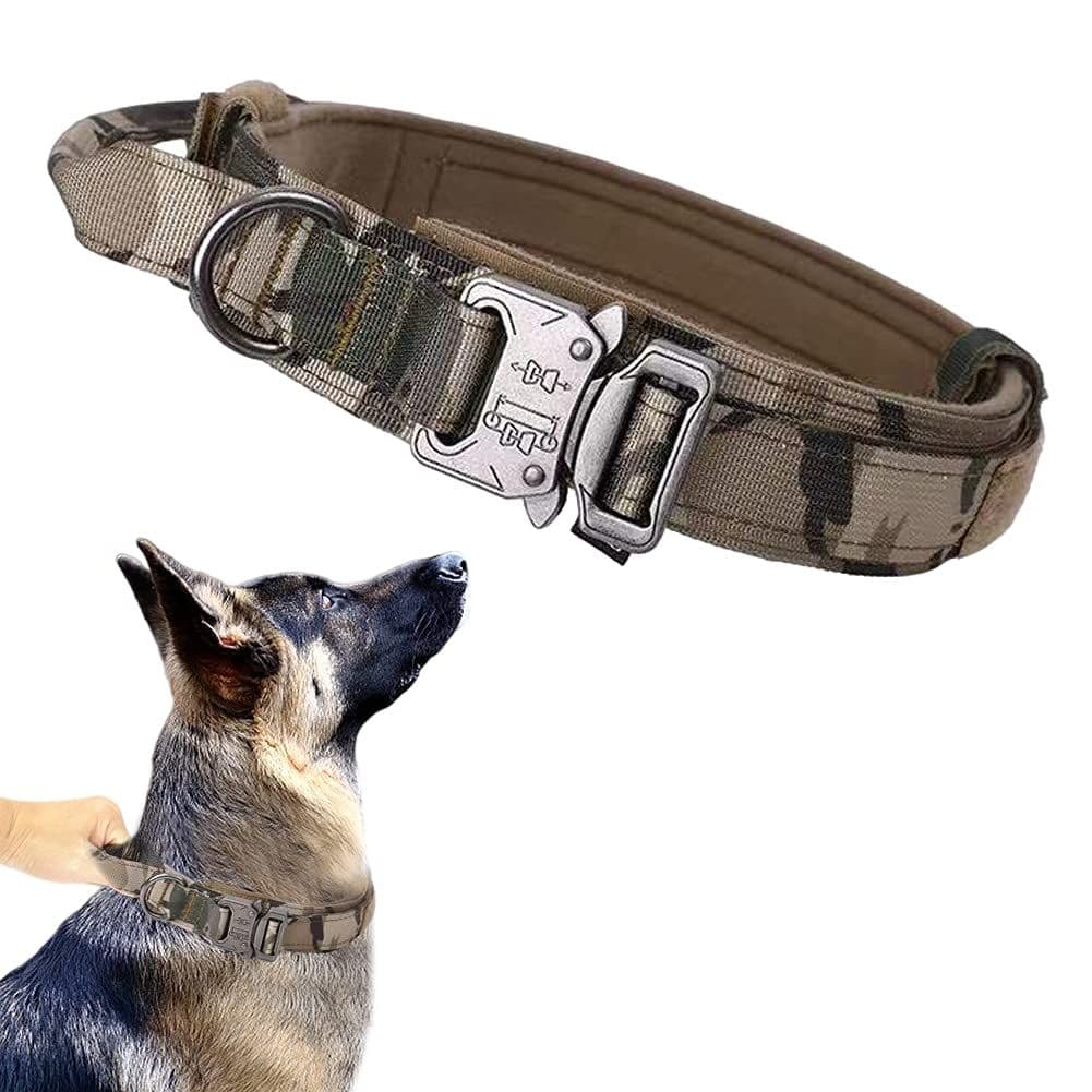 Tactical Dog Collar Military Dog Collar Adjustable Nylon Dog Collar Heavy Duty Metal Buckle with Handle for Dog Training, photo 1 of 5