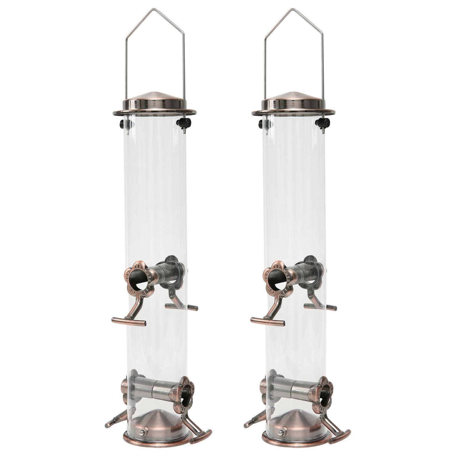 Hanging Metal Wild Bird Feeder Weatherproof Outdoor Garden Bird Food Dispenser with 4 Feeding Ports and Perches, photo 1 of 5