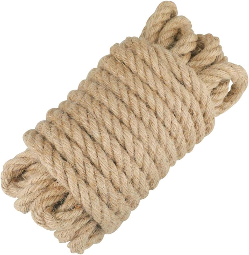 Jute Rope - 1.3 cm, 10 x 3.7 mmm Thick, Heavy Duty Strong, Natural, for Crafts, Cat Scratching Post, Bundling, Hanging, Decorative, photo 1 of 6