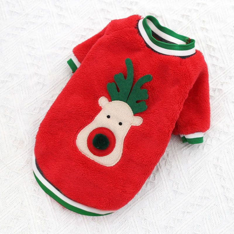 Dog Christmas Clothes Pet Wear Fleece Deer 249 Two-legged Plush Deer Face