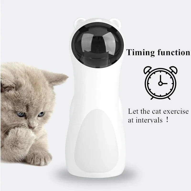 Automatic Laser Cat Toy with Interactive Rotating Light, Self-Play Fun for Indoor Cats, 5 Adjustable Movement Patterns, Dual Power Modes, Silent Motor, Ideal for Desk or Floor Use, Keeps Pets Entertained and Active (White), photo 1 of 10