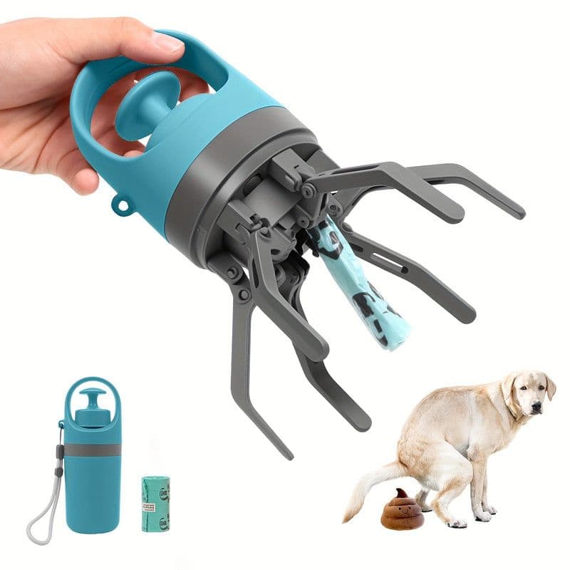 6-Claw Portable Pet Poop Picker, Outdoor Pet Poop Pick-Up Tool, Plus a Free Roll of Trash Bags
