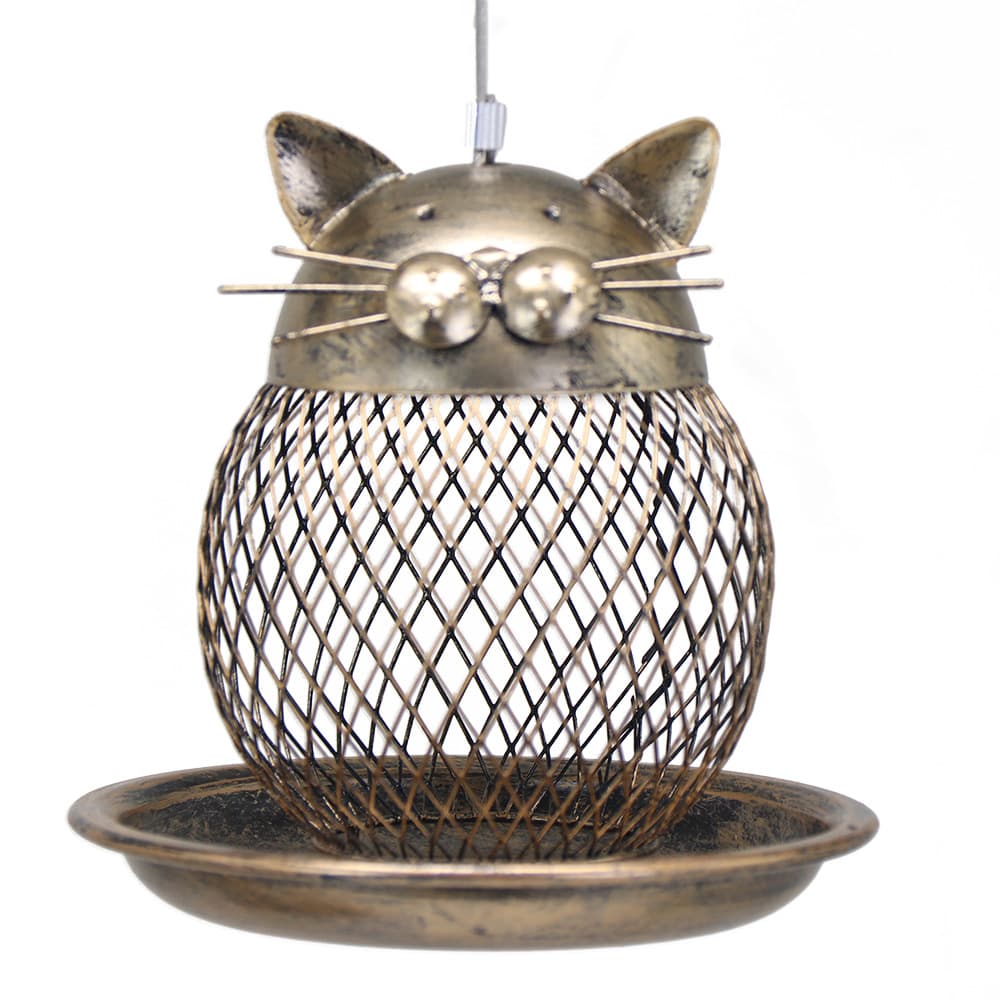 mesh Whimsical Cat Shaped Metal Bird Feeder Hanging Mesh Wild Bird Seed Holder for Garden Courtyard Decorative Feeding Solution for Local Wildlife Lovers, photo 1 of 10