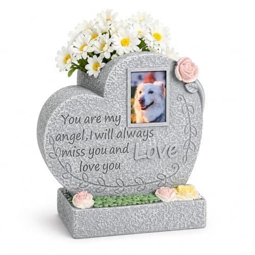 Pet Memorial Stone for Loss of Dog or Cat-Resin Dog Memorial Gifts with Flower Language Design-Heartfelt Pet Loss Sympathy Gift-Dog Passing Away Remembrance Keepsake - Gray, photo 1 of 10
