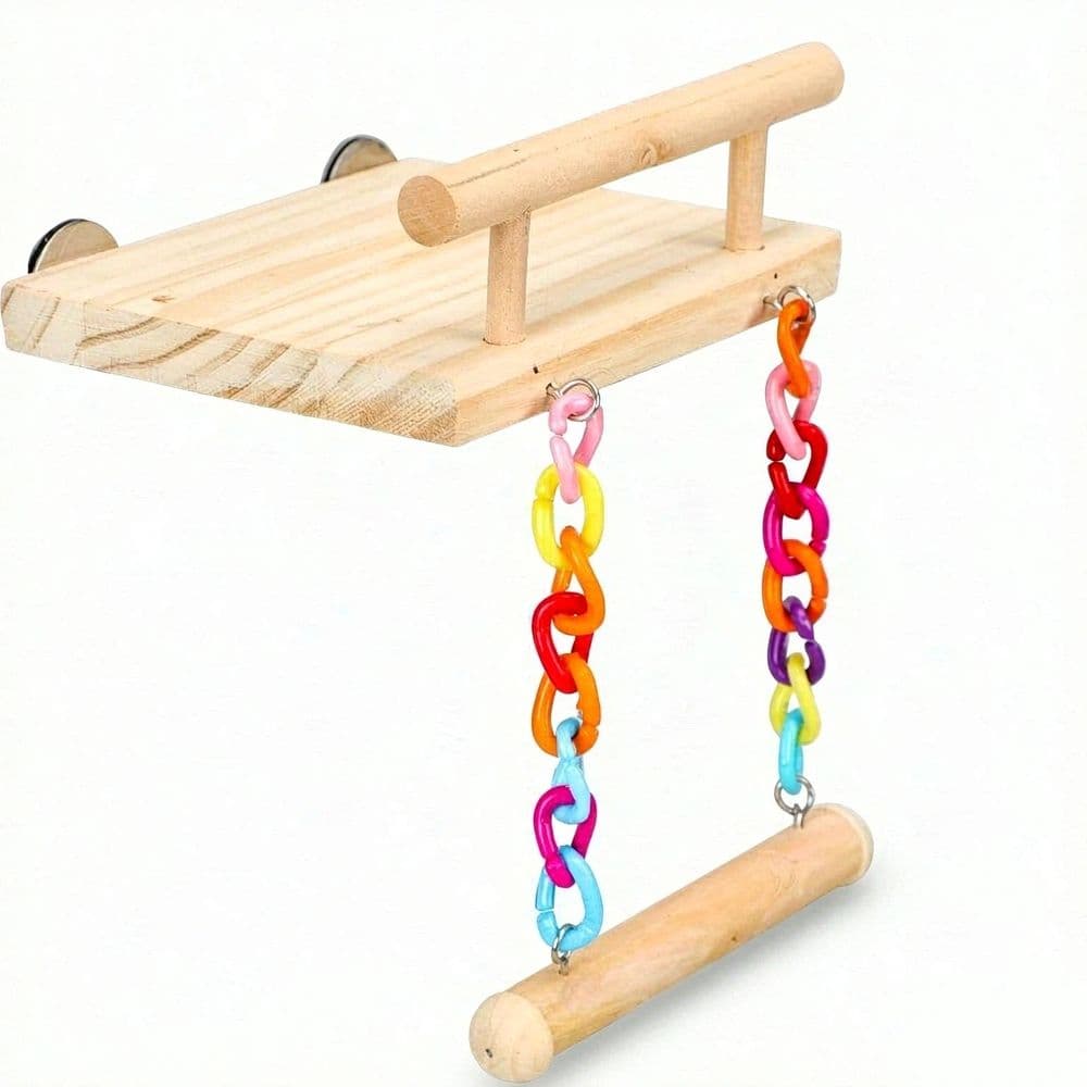 Toys Parrot Wooden Platform Play Gyms Exercise Stands with Acrylic Wood Swing Ferris Wheel Chewing for Animals Green Cheeks, photo 1 of 5