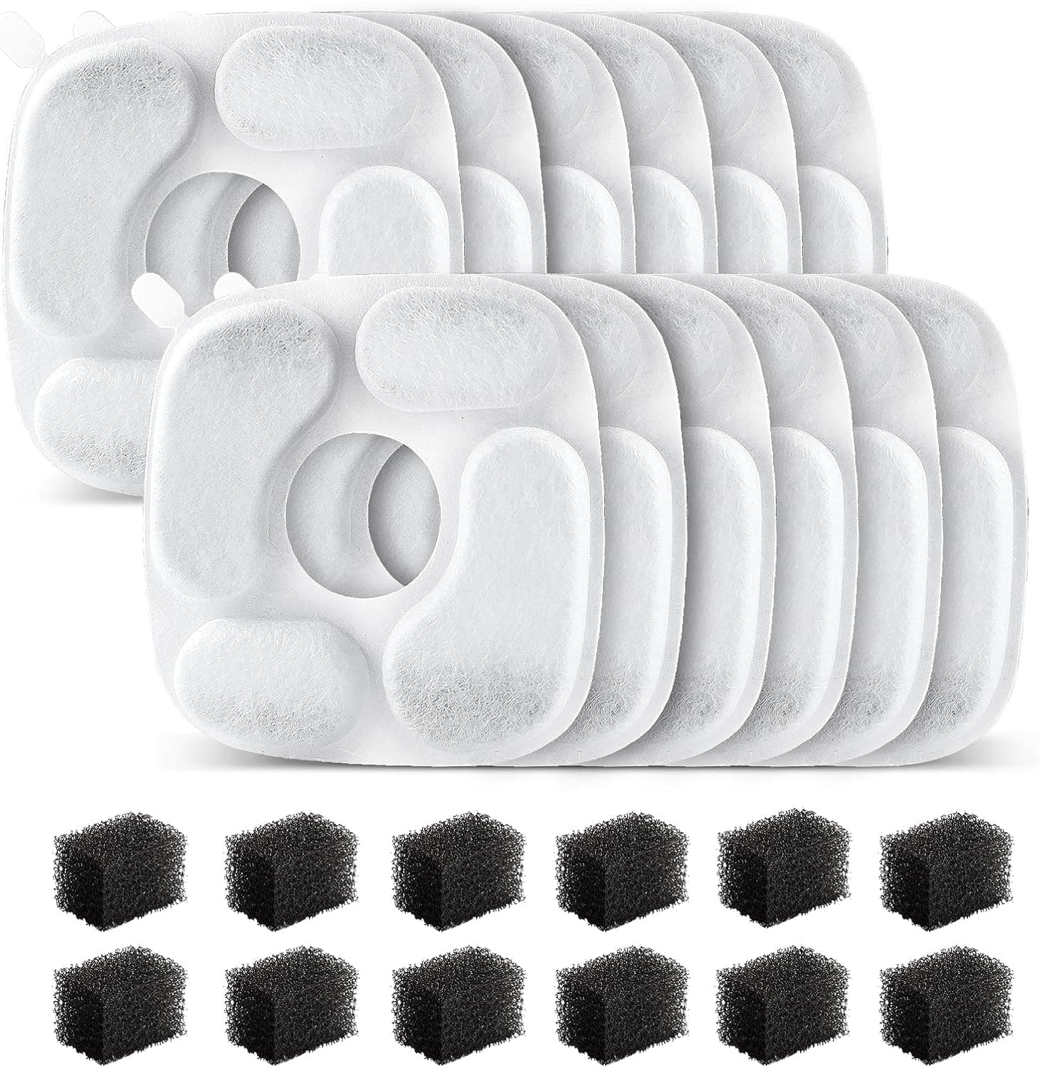 24 Pcs Cat Water Fountain Filter,12 Pack Filters & 12 Pack Pre-Filter Sponges, Compatible with 95oz/2.8L Pet Fountain, photo 1 of 6