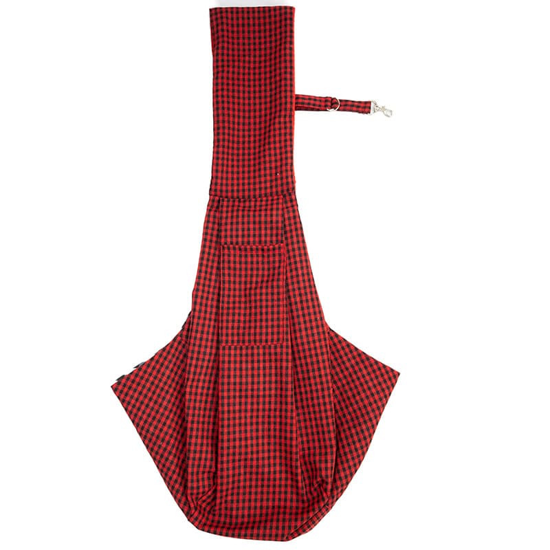 Checkered Comfortable Pet Sling Carrier for Small Dogs & Cats - Breathable Cotton Checkered Bag, Hands-Free, Safety Features