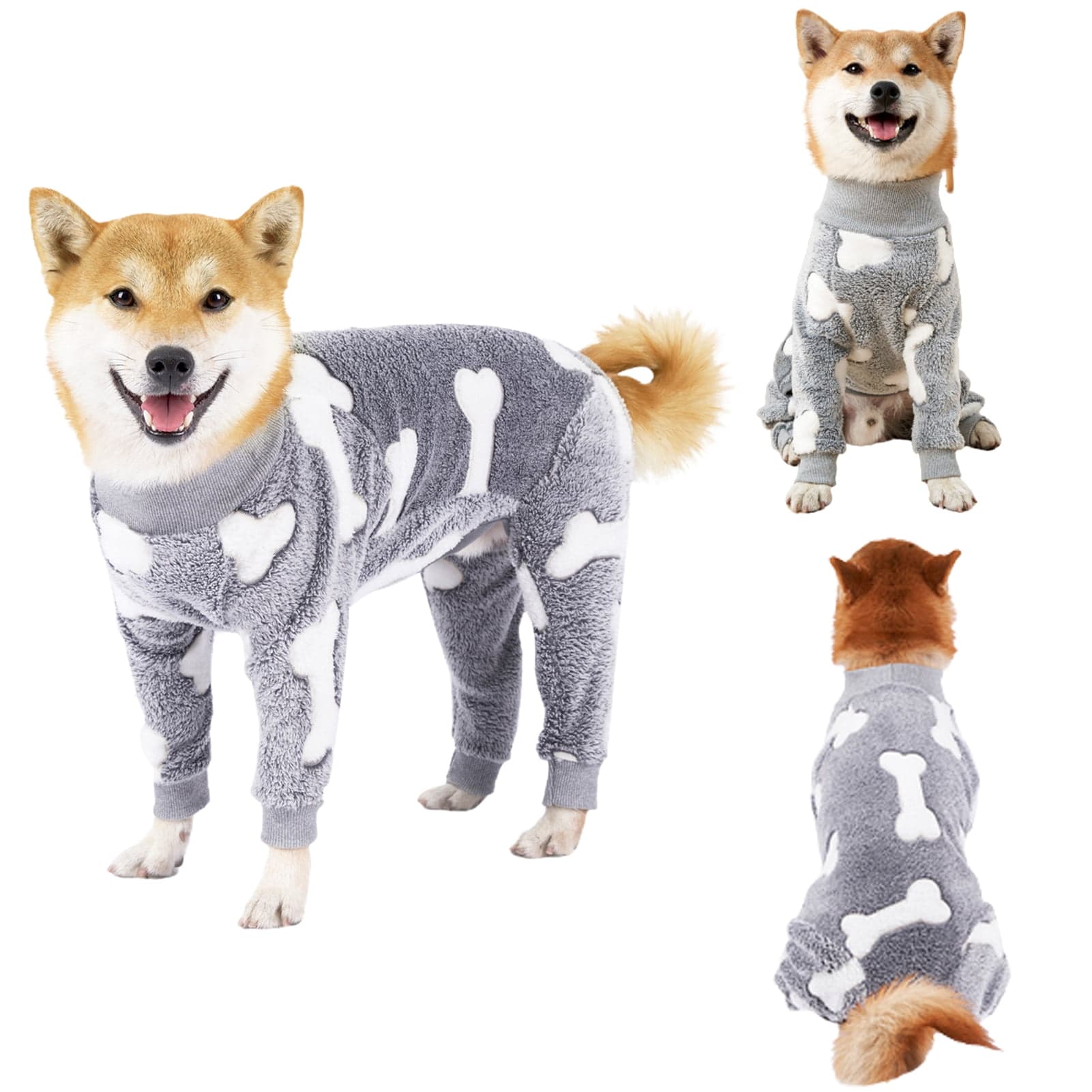Turtleneck Dog Clothes Pajamas,Autumn Winter Dog Jumpsuit Coat,Winter Soft Warm Flannel Pajamas Jumpsuit for Medium Large Dog, photo 1 of 10