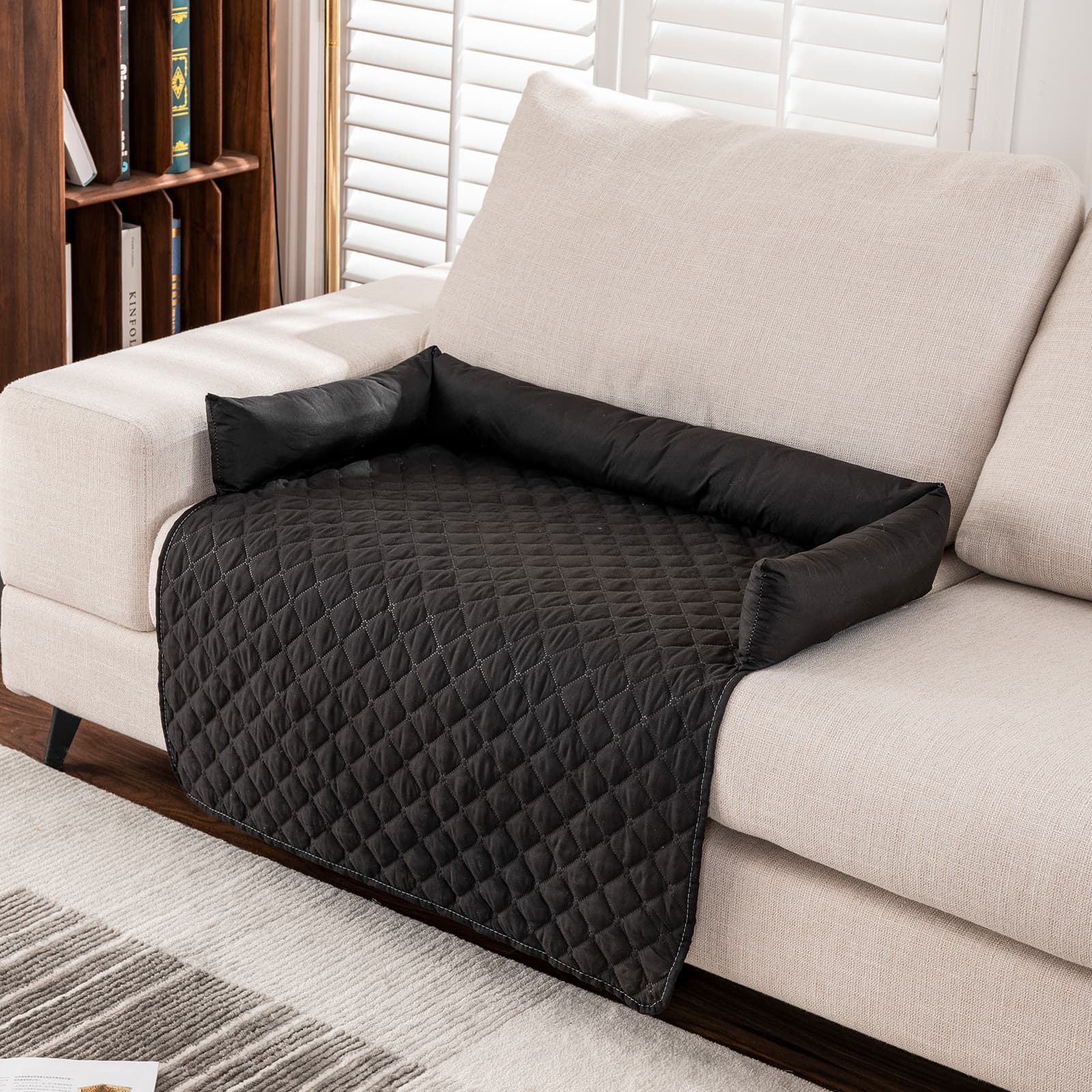 Waterproof & Scratch-Resistant Pet Sofa Protector Mat with Pillow | Cat & Dog Bed, Washable, All-Season