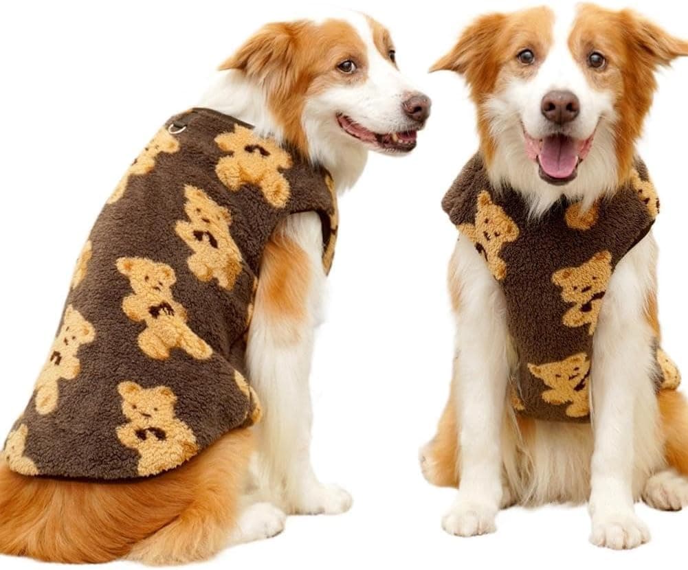 Dog Coat - Cute Bear Pattern - Plush Dog Vest - Winter Dog Coats - Dog Coat - Suitable for medium to large dogs weighing 20