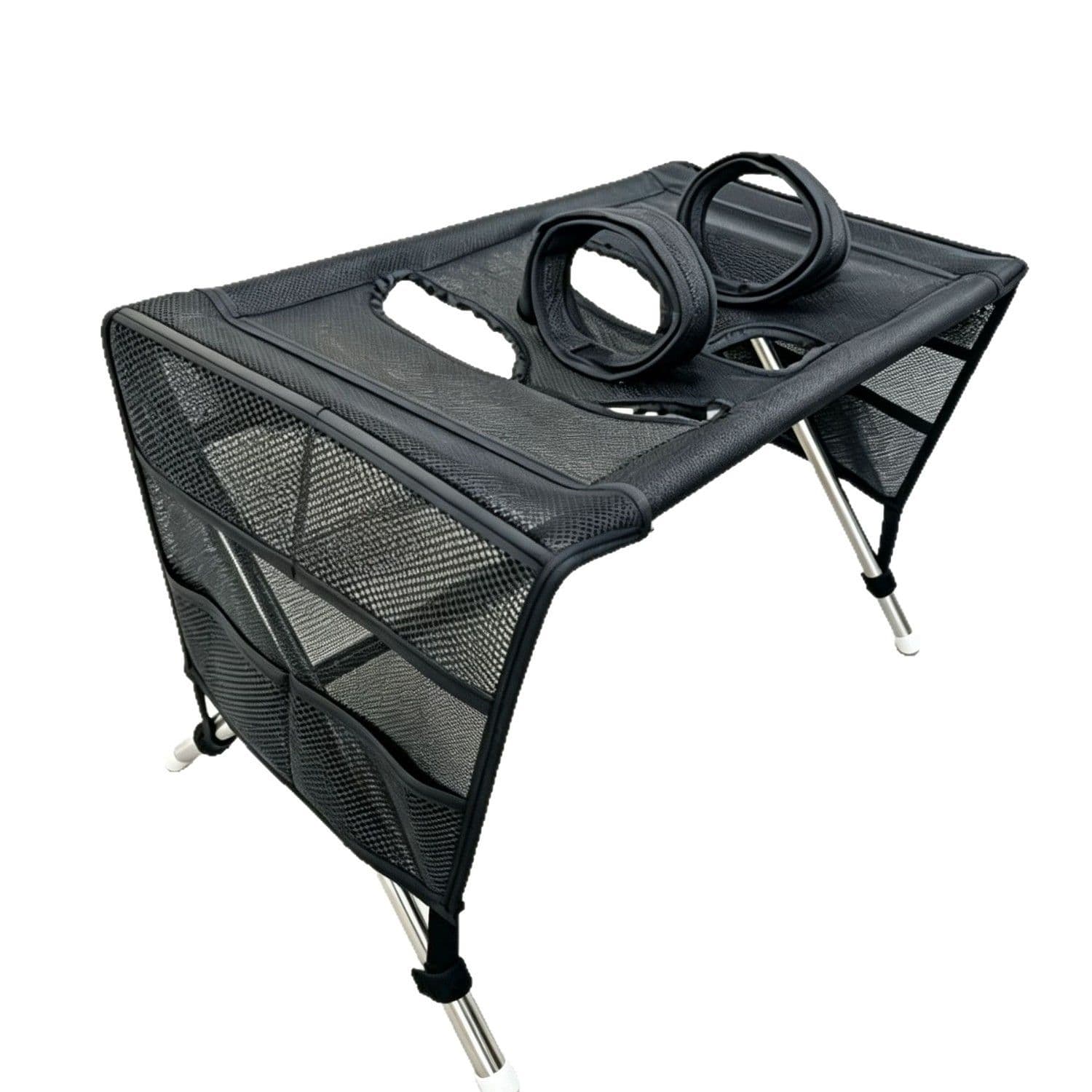 Portable Foldable Pet Grooming Table with Mesh Base and Adjustable Restraint Loop - Ergonomic Elevated Dog and Cat Washing Stand for Home Bathing, photo 1 of 5