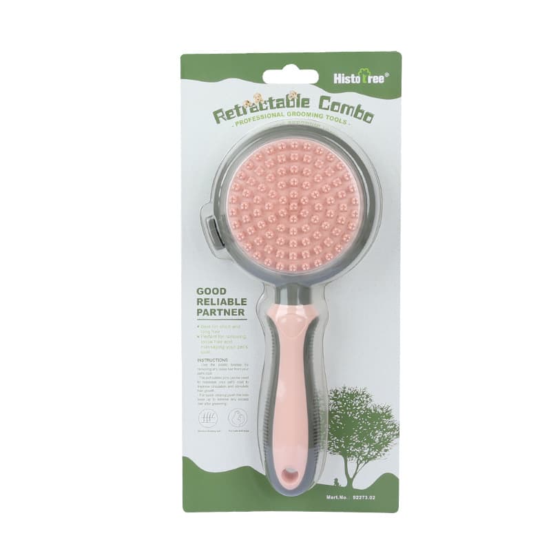 Dual-Sided Pet Grooming Brush - Self-Cleaning Slicker & Gentle Massage Bath Comb for Dogs & Cats