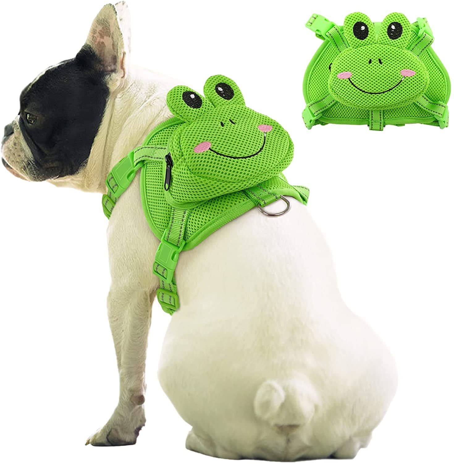 Dog Harness with Backpack No Pull Pet Harness Vest, Mesh Frog Saddle Bag Adjustable Mesh Dog Carrier Backpacks for Hiking Training and Daily Walking, photo 1 of 5