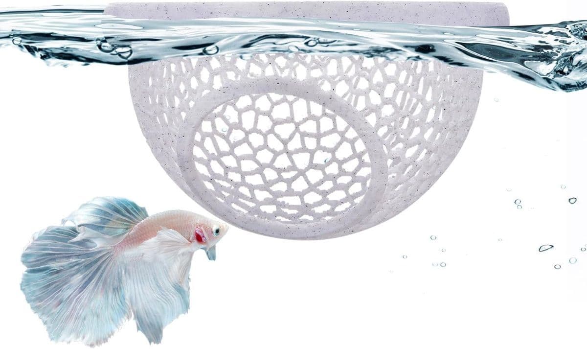 Floating Betta Hide & Shrimp Cave – 3D Printed Aquarium Hammock, Feeder & Rest Spot – Floating Betta Log & Cave Decor for Nano Tanks, Corydoras, Shrimp & Small Fish – Safe PLA, Patent Pending - Size S