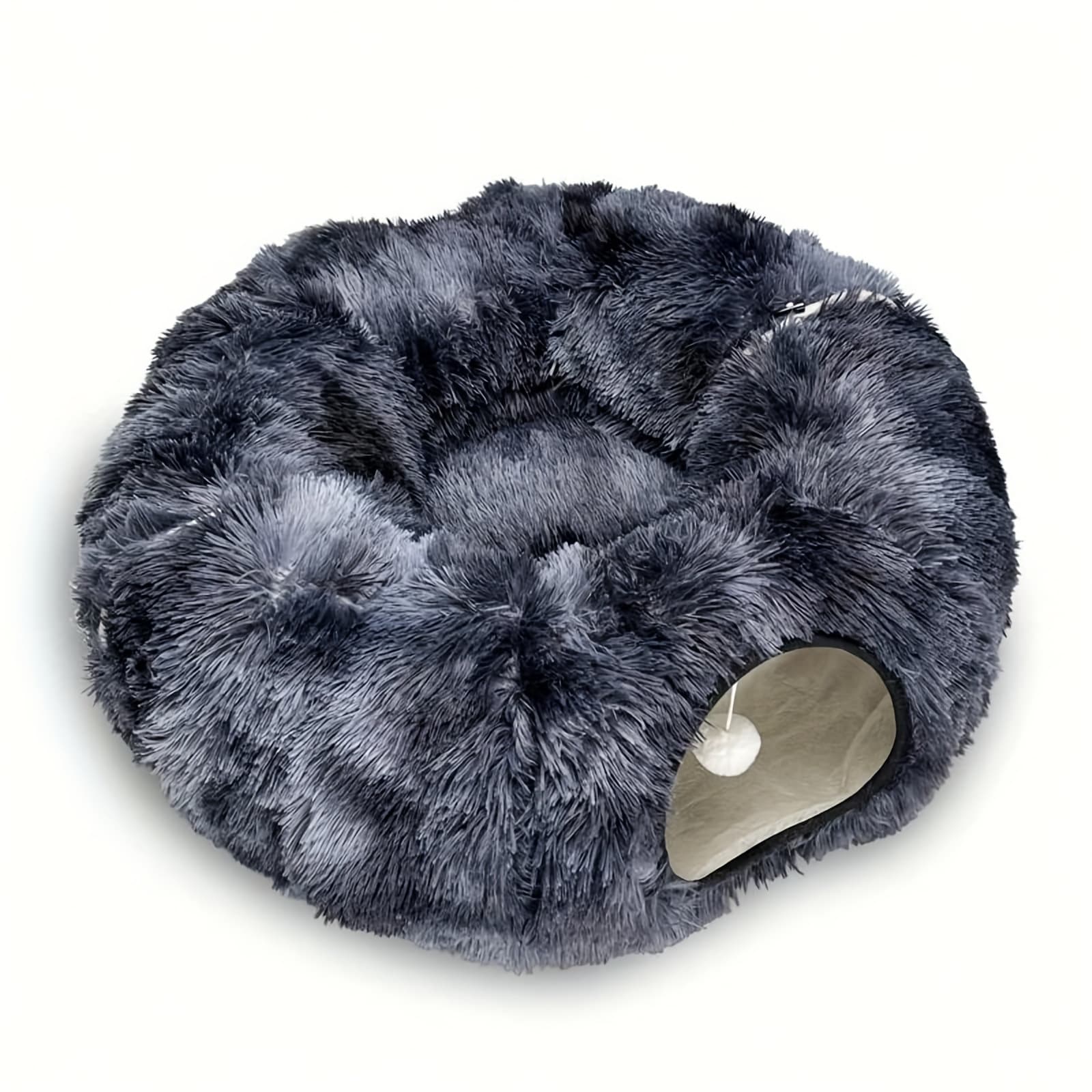 2-in-1 Tie-Dye Donut-Shaped Cat Tunnel Bed - Spacious 85cm Pet Play Tunnel & Lounger, Durable Fabric for Cats & Kittens