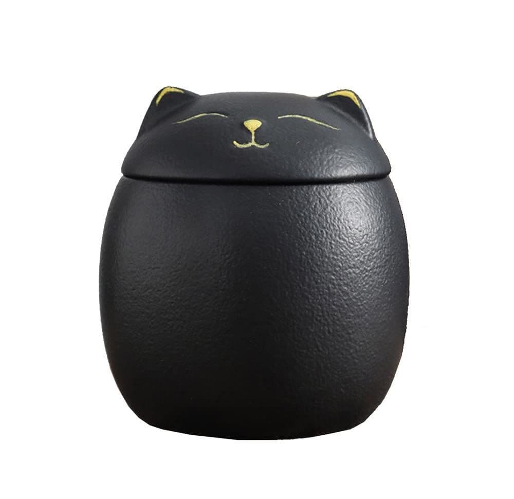 Smiley Cat Shaped Pet Urn for Ashes - Memorial Urn for Cats Dogs, Pet Cremation Urn with Ceramic Head Lid, Keepsake for Cat Ashes