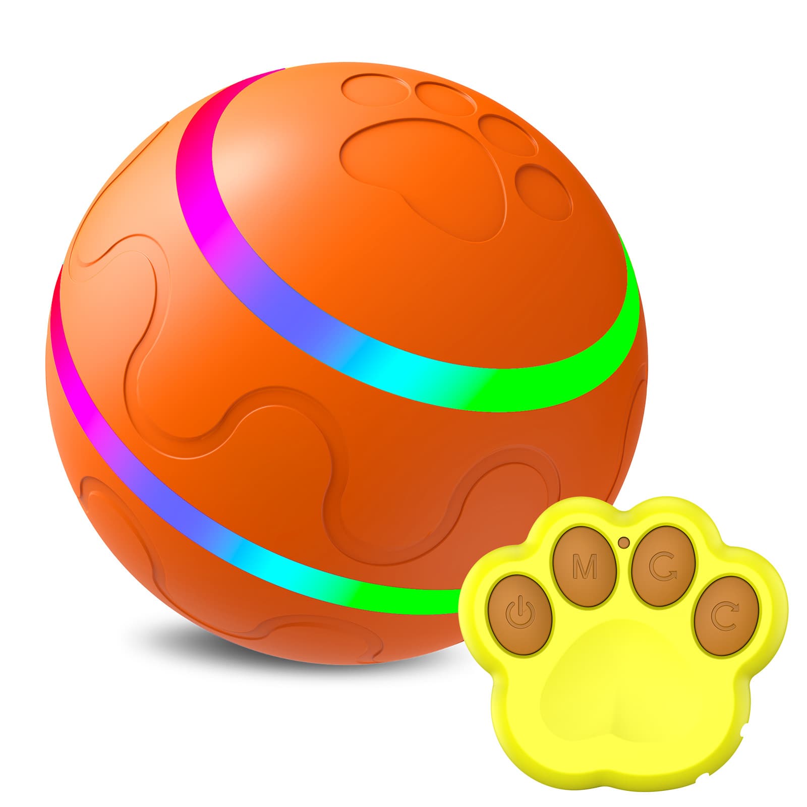 Interactive Auto Pet Toy Ball with Remote Control - USB Rechargeable, LED Lights, Sturdy & Waterproof