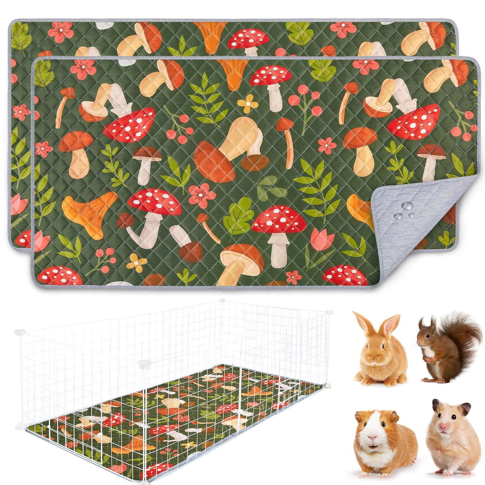 2 Pack Washable Guinea Pig Cage Liner, Reusable Guinea Pig Mat, Waterproof Super Absorbent Pee Pads for Small Animals(120*60cm), photo 1 of 5