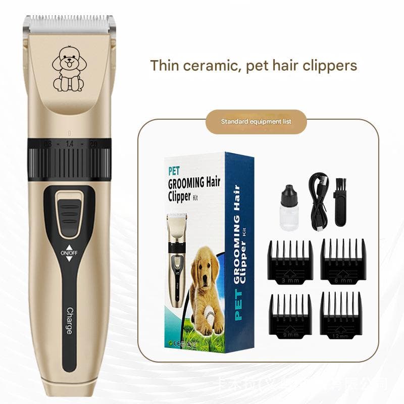 Professional Pet Grooming Hair Clipper Kit - Rechargeable, Low Noise, with Ceramic Blades & 5-Speed Adjustment