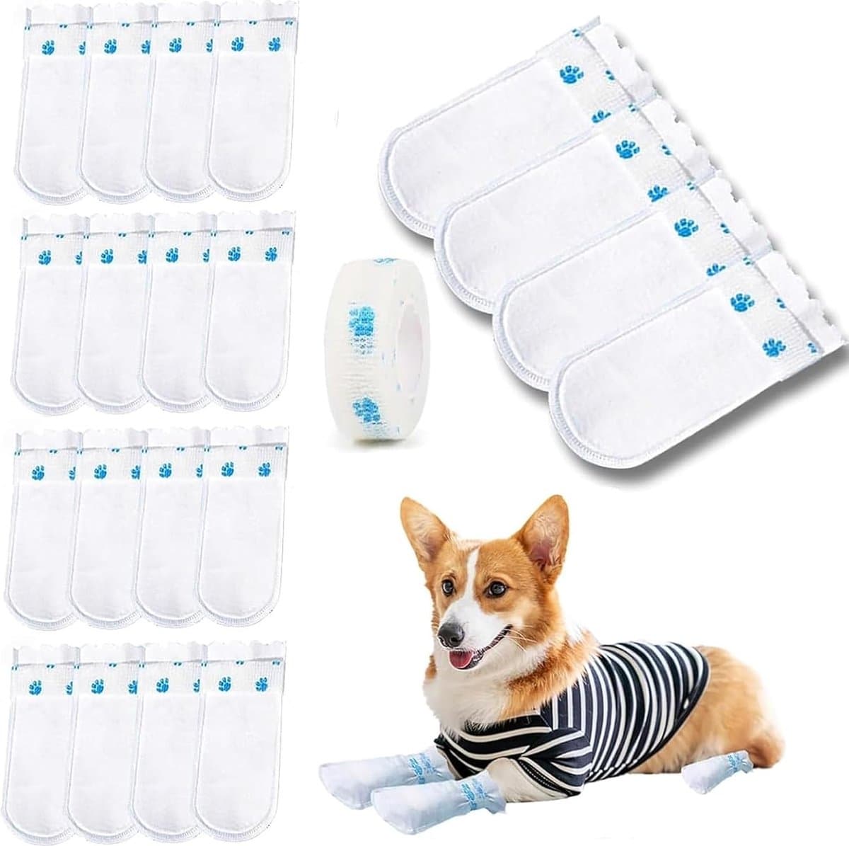Dog Socks - 40 Pieces - Disposable Pet Socks - Waterproof - Non-Slip Dog Socks - Dog Shoes Paw Protector Socks for Dogs - Velcro Closure - Breathable - Adjustable - Pet Paw Protector - Dog Shoes, photo 1 of 10