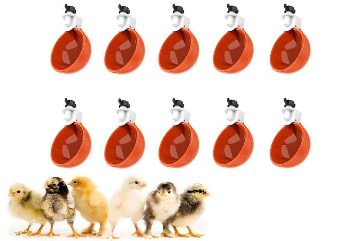 10Pcs Chicken Water Cup Feeder Automatic Drinking Bowl Poultry Cup-Orange, photo 1 of 8
