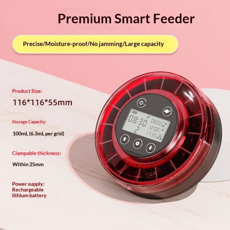 Automatic Fish Feeder for Aquarium - Moisture-Proof and Precision Feeding Betta Vacation Feeder, USB Rechargeable Auto Fish Food Dispenser with Timer,LCD Display, photo 1 of 5