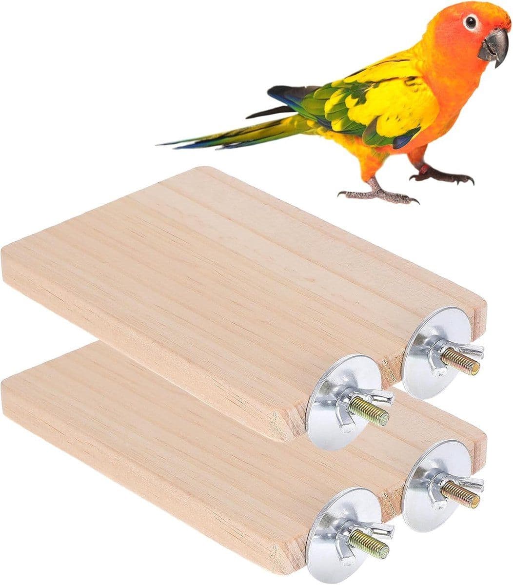 3 Pcs Bird Perch Platform Wooden Stand for Parrots Parakeets Budgies Cockatiels Bird Cage Accessories, Rectangular, photo 1 of 6