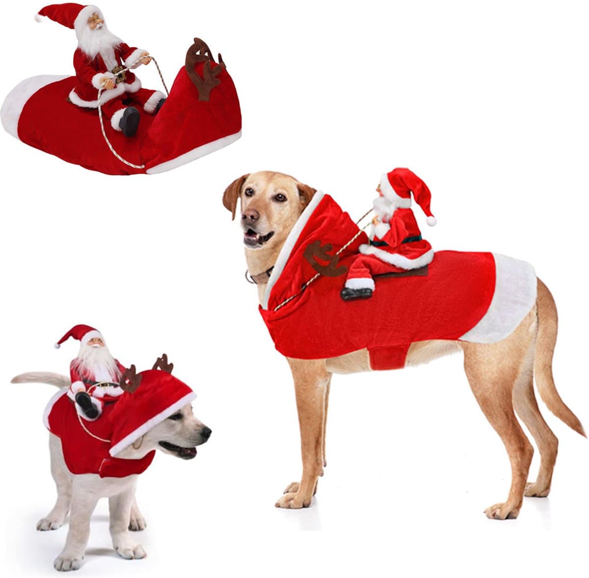 Dog Costume Christmas - Christmas Clothing For Dog/Cat - Christmas Outfit For Puppies - Hooded Dog Christmas Suit - Dog Christmas Clothing - Funny Dog Christmas Costume - Size XXL - Dog Fancy Dress Costumes - Dog Clothing - Pet Christmas Costume - Christm, photo 1 of 5