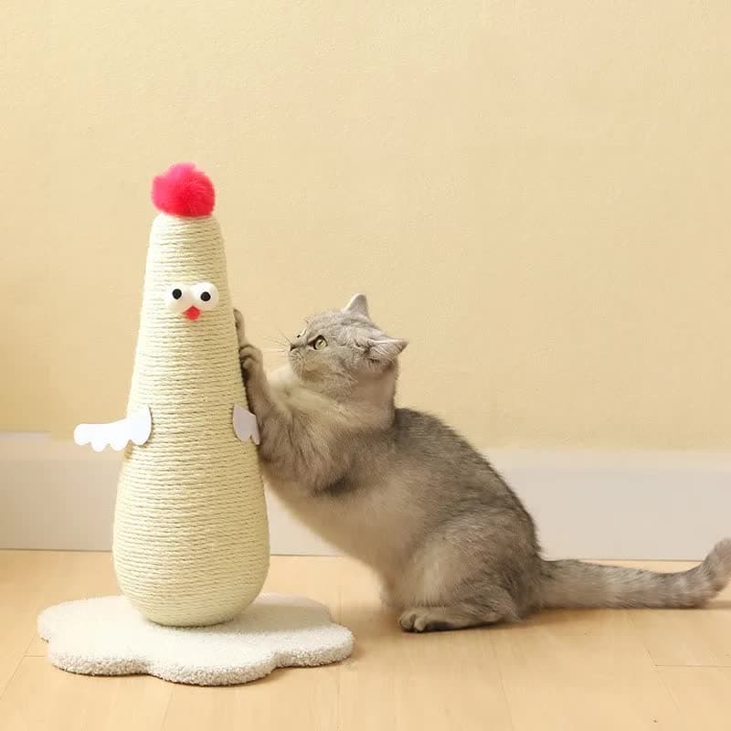 Adorable Chick Cat Scratching Post - Durable Sisal Rope Scratcher Toy for Cats & Kittens