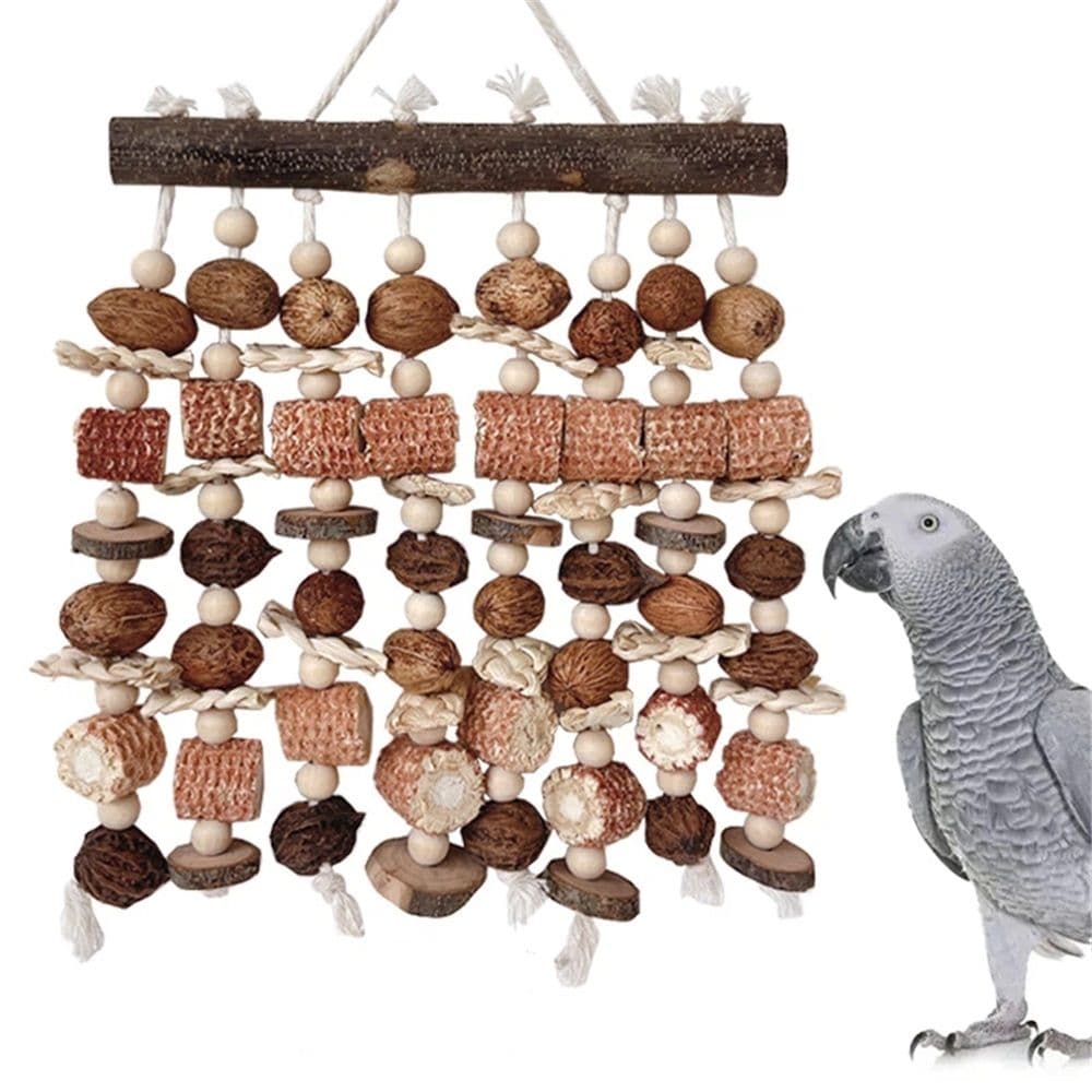 Large parrot toys, natural nuts, corn cobs, wooden African grey macaw, chew and tear toys, cockatoos, cockatoos, and large and medium-sized birds, photo 1 of 5