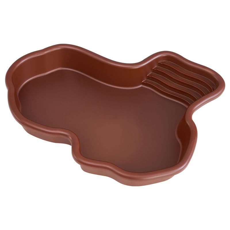 Extra Large Reptile Bathing Pool Reptile Feeding Dish Water Bowl with Ramp Aquarium Ornament for Gecko, Snake, Turtle, Bearded Dragon, Lizard Bath (Brown), photo 1 of 5