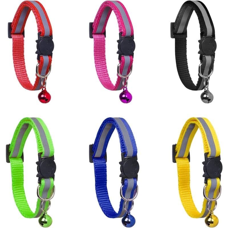 6X Adjustable Reflective Collars for Cats and Puppies with Bell and Safety Buckle, Cute Multicolor Pet Accessories, photo 1 of 5