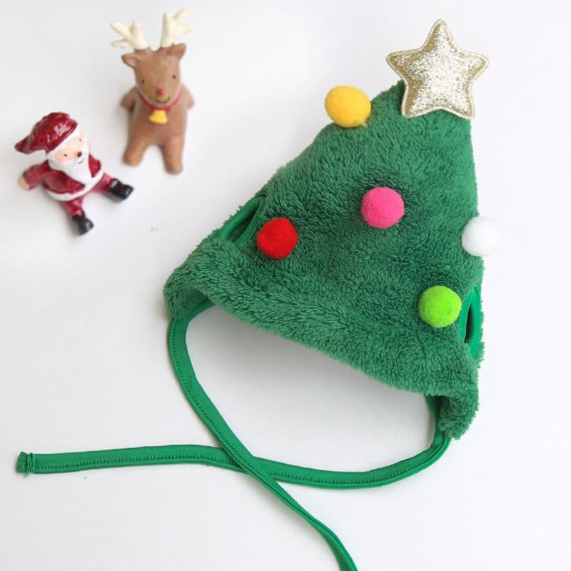 Pet Christmas Hat Bandana Wearable Accessories Hat with Balls