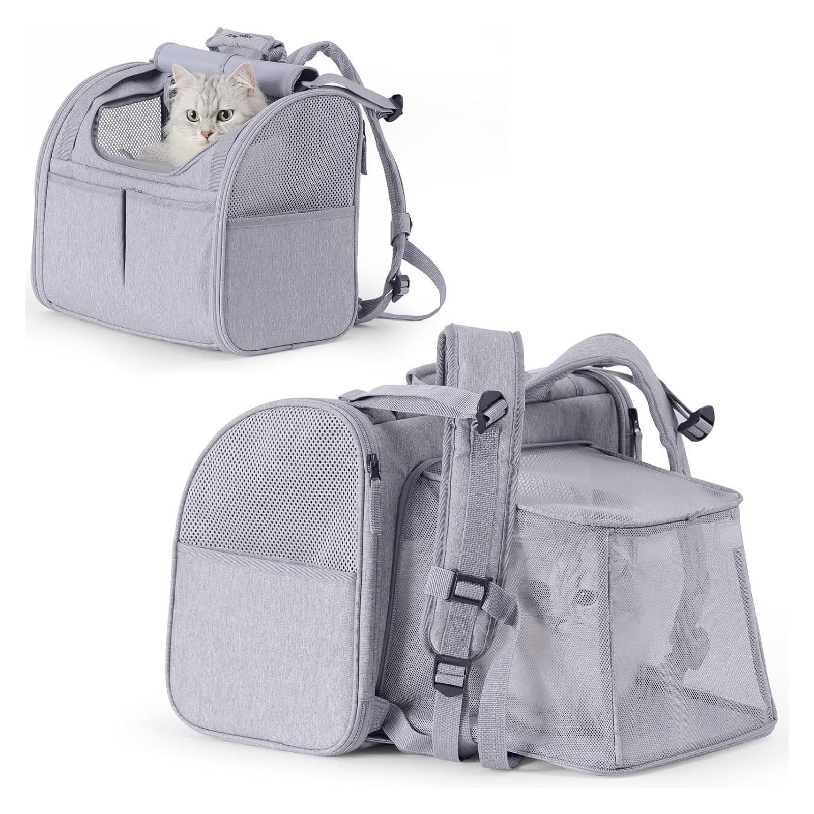Expandable Breathable Outdoor Portable Large Space Cat Backpack - Pet Carrier for Cats and Dogs