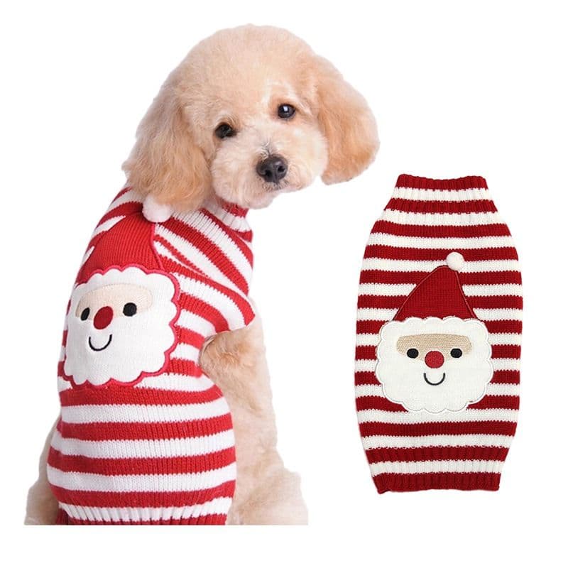 Dog Sweater Acrylic Knit Christmas European and American large lattice: Neck (cm): 38-44; Bust (cm): 50-58; Back length (cm): 36-40; Recommended pet weight (kg): 10.0 - Red and white Santa Claus, photo 1 of 10