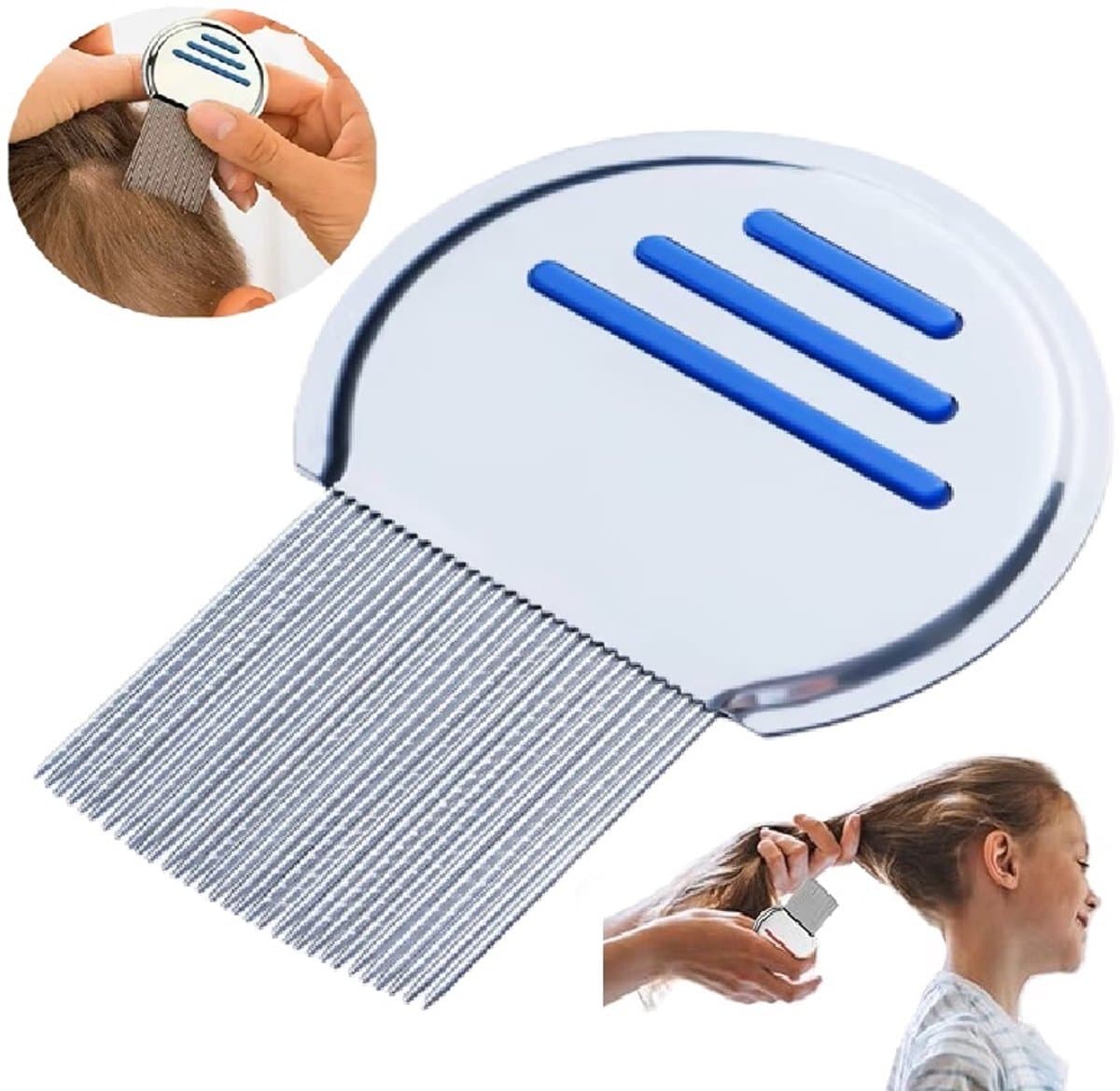 Lice Comb for Child & Pet | Lice Brush | Flea Comb | Nits Comb | Dust Comb | Lice Remover | Stainless Steel | Blue, photo 1 of 5