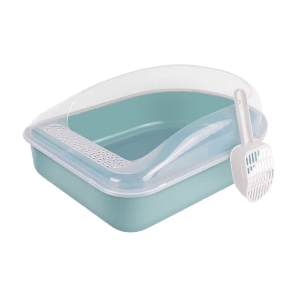 Semi Enclosed Cat Litter Box Splash Proof Odor Resistant Kitty Litter Pan High Sided Litter Containment Dachable Build Spacious Interior for Indoor Home Small Medium Cats Kitten Cat Litter Supplies, photo 1 of 5