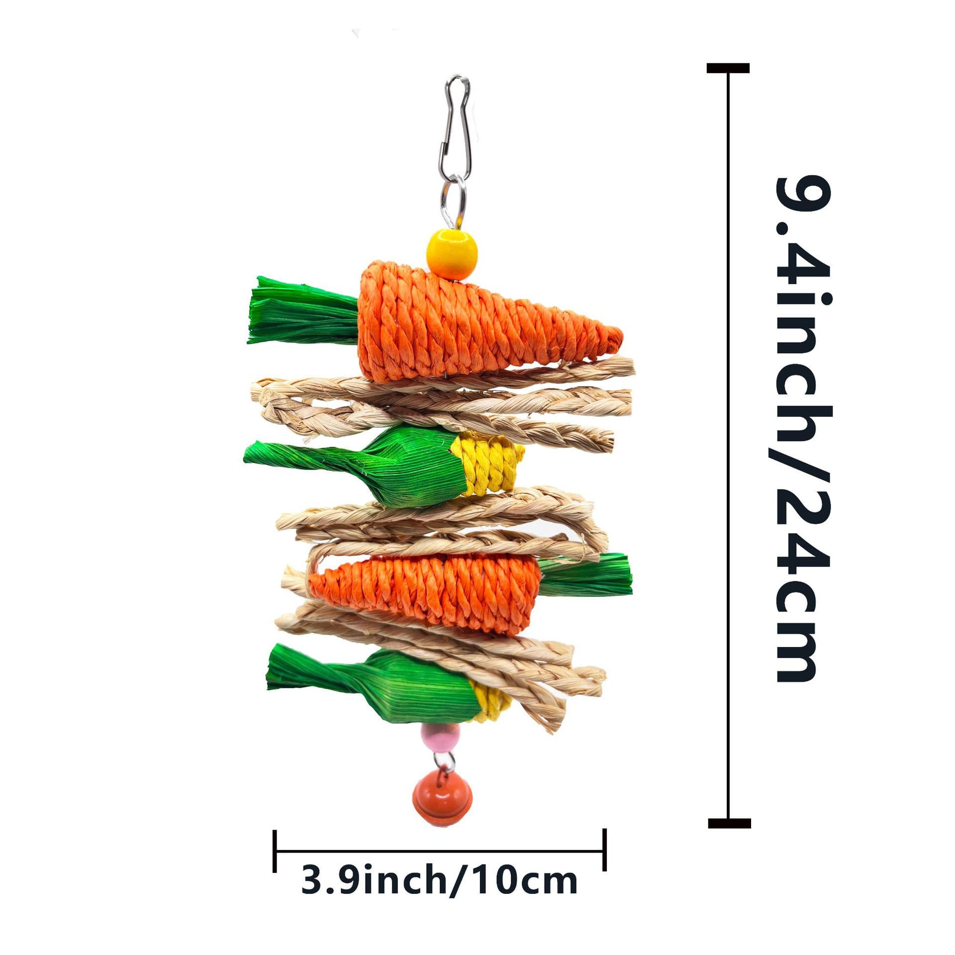 2-Pack Radish skewers Bird Chew Toy for Parrots, Budgies, Hamsters, Rabbits & Small Pets – Hanging Carrot-Shaped Enrichment Toy with Natural Fibers for Beak Grinding and Mental Stimulation, photo 1 of 8