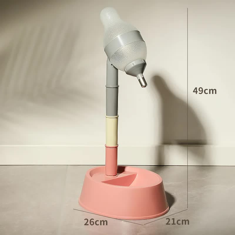 Base Adjustable Height Pet Water Dispenser with Food Bowl Base - Non-Drip Bottle Feeder Station for Dogs & Cats