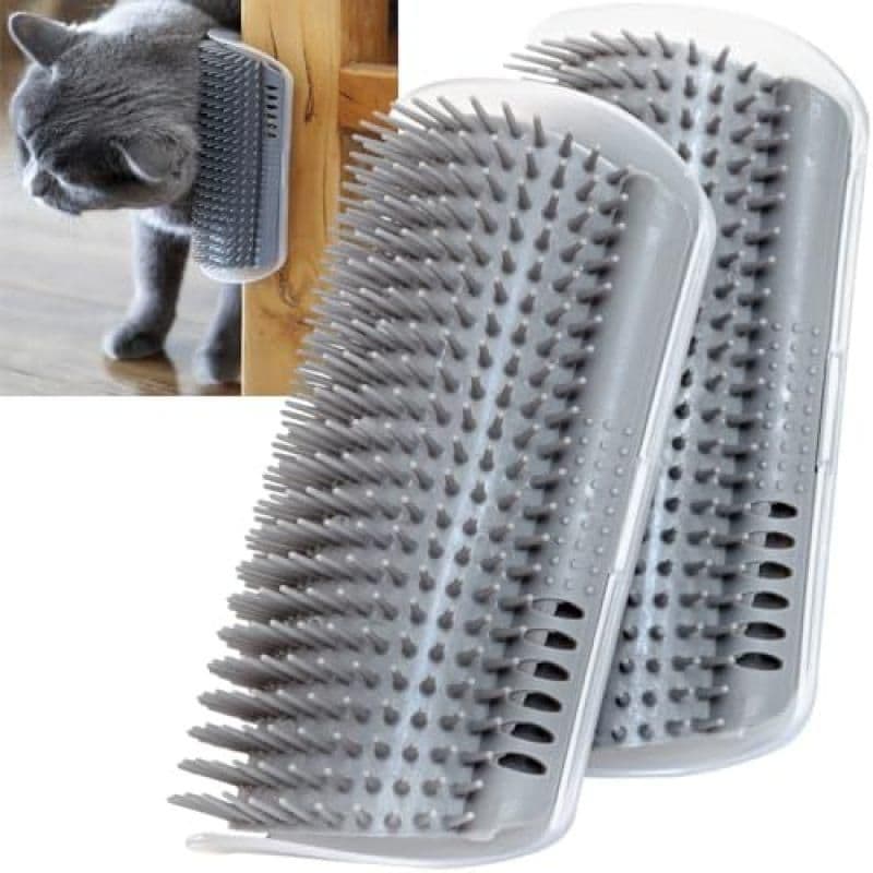2-Pack Cat Wall Corner Brush Self-Grooming Massage Toy for Cats Grey, photo 1 of 8