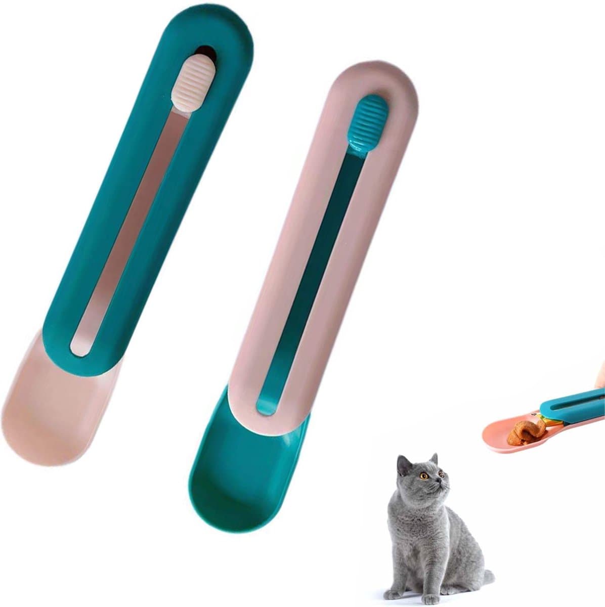 Cat Treats Spoon - 2 Pieces - Cat Food Bowl - Cat Food Bowl - Feeding Spoon - Cat Bar Spoon - Cat Treats Spoon - Snack Spoon for Pets - Feeder Dispenser - Cat Treats Spoon - Cat Food - Adjustable - For Squeezing Out Puree and Snacks, photo 1 of 5