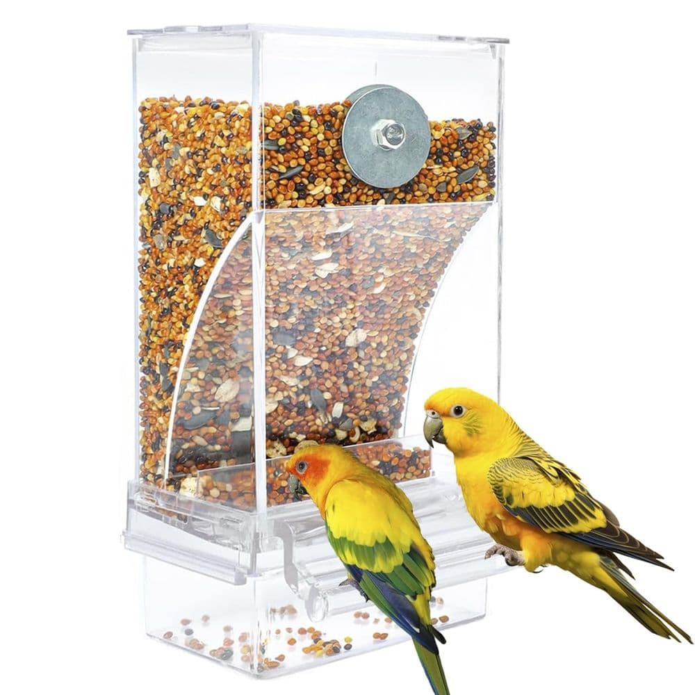 Automatic Parrot Feeder for Lovebirds, Transparent Seed Container, No Mess Food Dispenser for Small and Medium Birds, photo 1 of 5