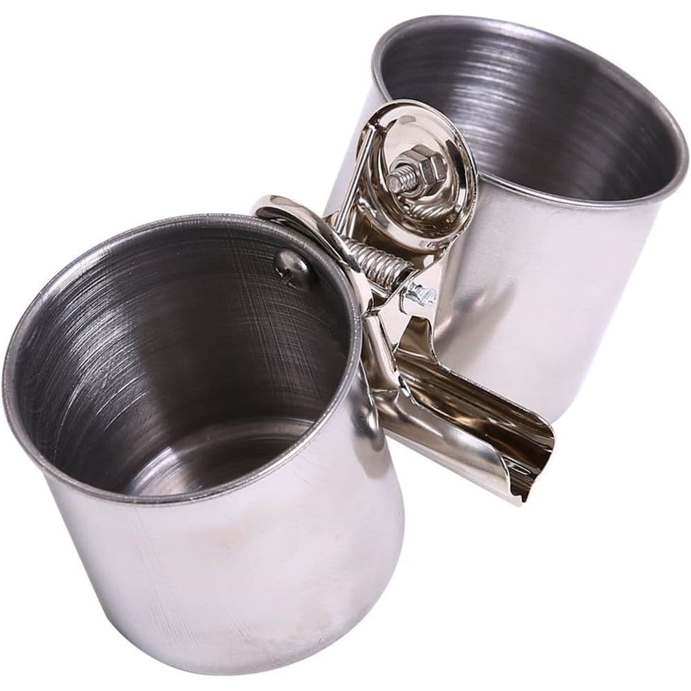 Bird Water Feeder Dishes Bird Bowl for Cage Coop Cups Parrot Food Hanging Pet Animal Stainless Steel Birdcage Bowls Feeding Perches Play Stand with Clamp, photo 1 of 5