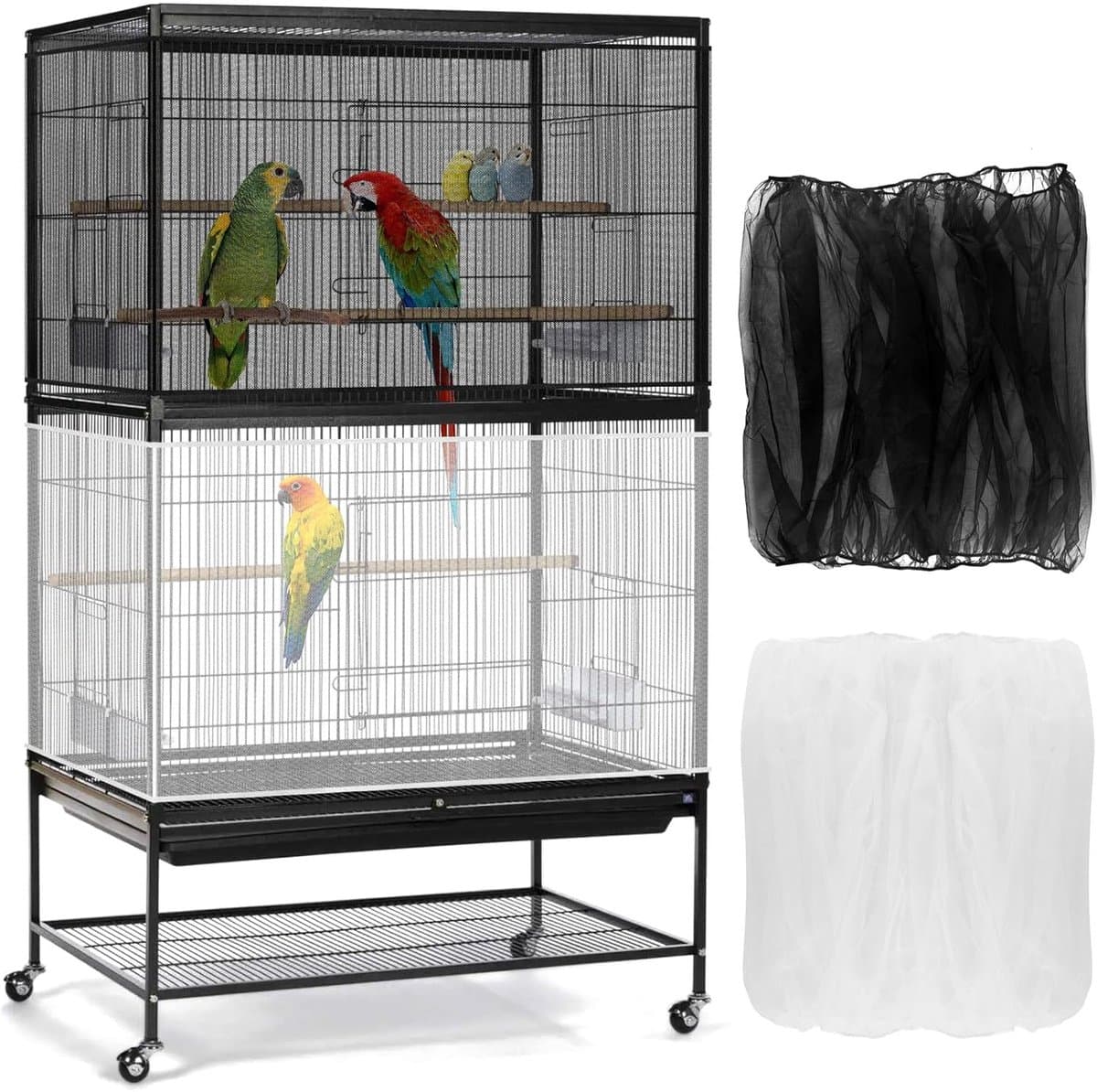 Birdcage Mesh Cover - Universal Birdcage Cover - Birdcage Splash Guard - Seed Catcher - Dust Cover for Birdcage - Birdcage Cover Skirt - Dustproof Mesh Cover - Dust Cover - Net - Birdcage Accessories