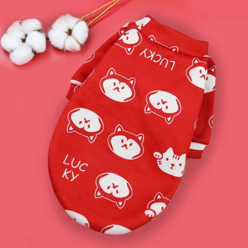 Shine Pet Sweatshirt Cartoon Print Two Leg 227 Leg Composite Velvet Bottom Lion Head - 227 two-leg composite velvet red, photo 1 of 7